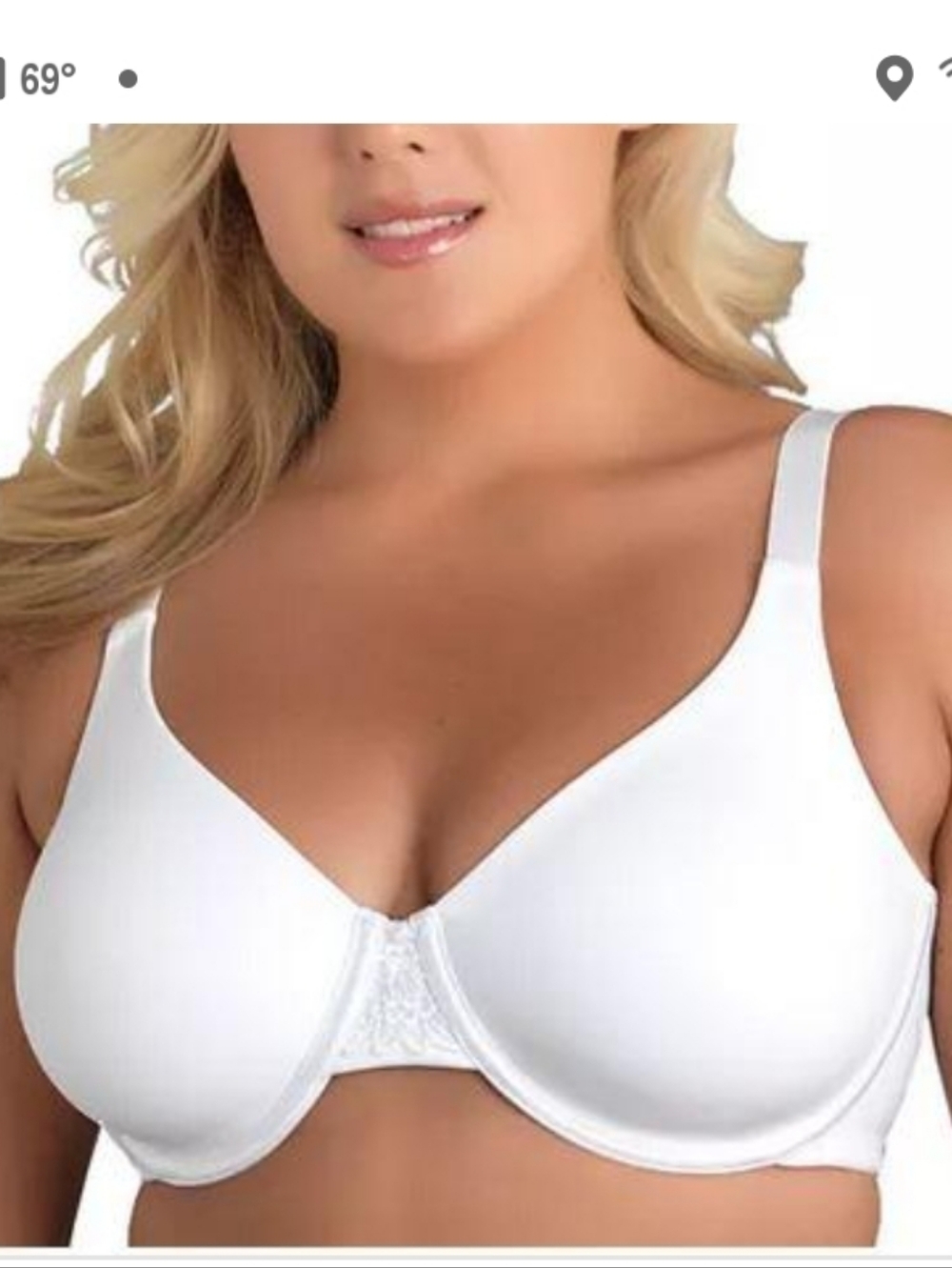 Vanity Fair 34G Back Smoothing Minimizer Underwire Bra White